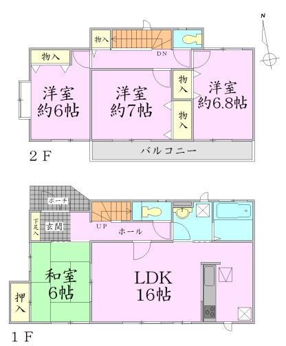 Floor plan. 17.2 million yen, 4LDK, Land area 143.83 sq m , Building area 100.6 sq m