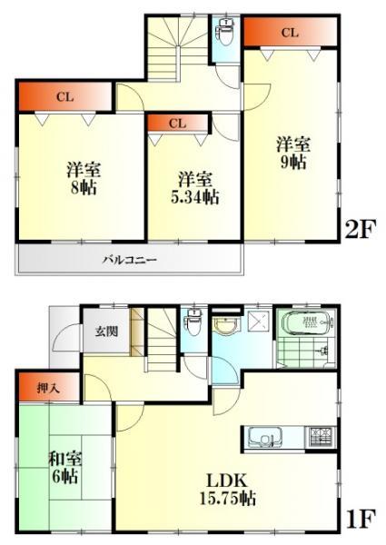 Floor plan. 25,800,000 yen, 4LDK, Land area 165.76 sq m , Building area 105.99 sq m