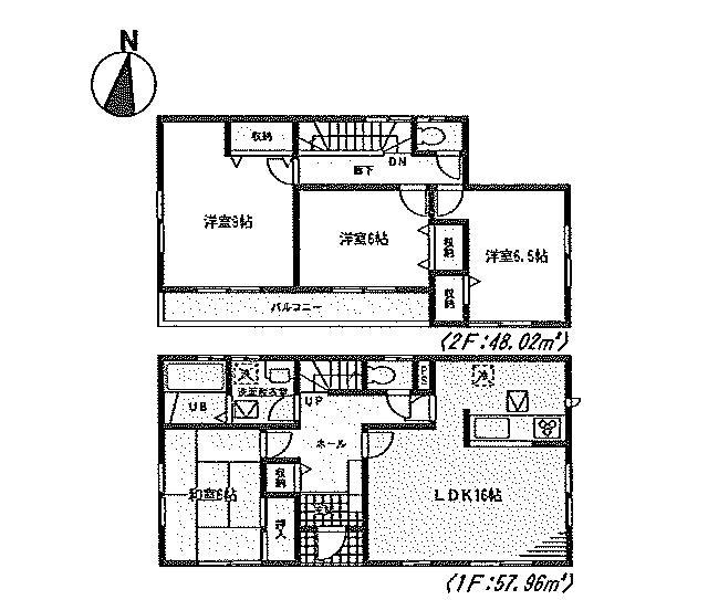 Floor plan. (6 Building), Price 22,400,000 yen, 4LDK, Land area 165.92 sq m , Building area 105.98 sq m