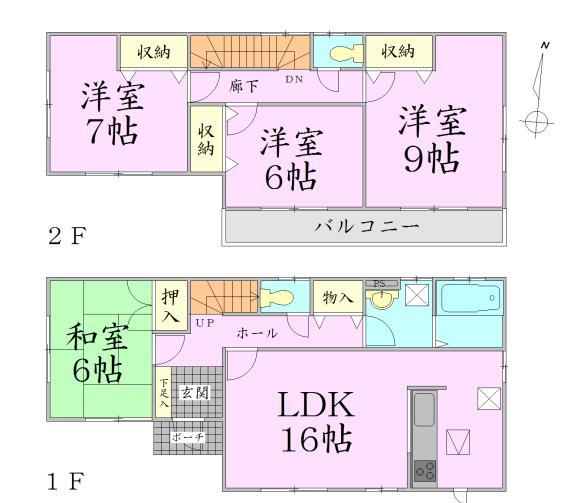 Floor plan. 22,400,000 yen, 4LDK, Land area 172.08 sq m , Building area 105.99 sq m