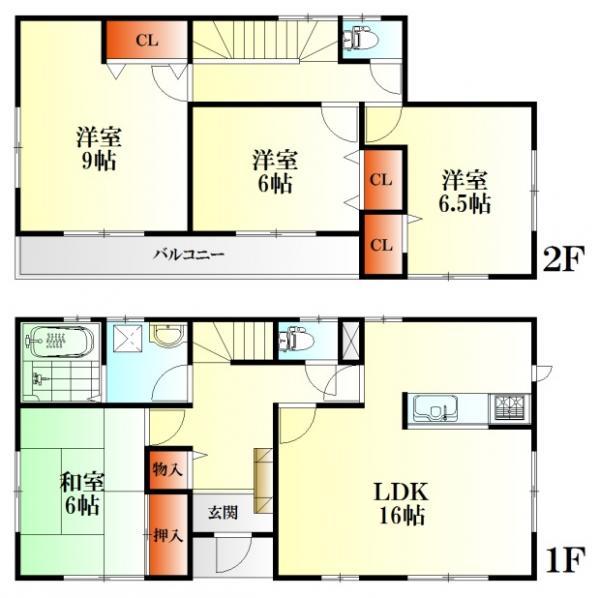 Floor plan. 26.5 million yen, 4LDK, Land area 169.62 sq m , Building area 105.98 sq m