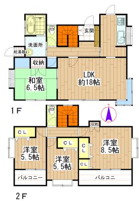 Floor plan. 24,800,000 yen, 4LDK, Land area 207.17 sq m , Building area 105.16 sq m