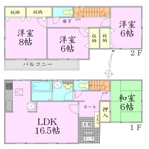 Floor plan. 22,900,000 yen, 4LDK, Land area 165.57 sq m , Building area 105.99 sq m