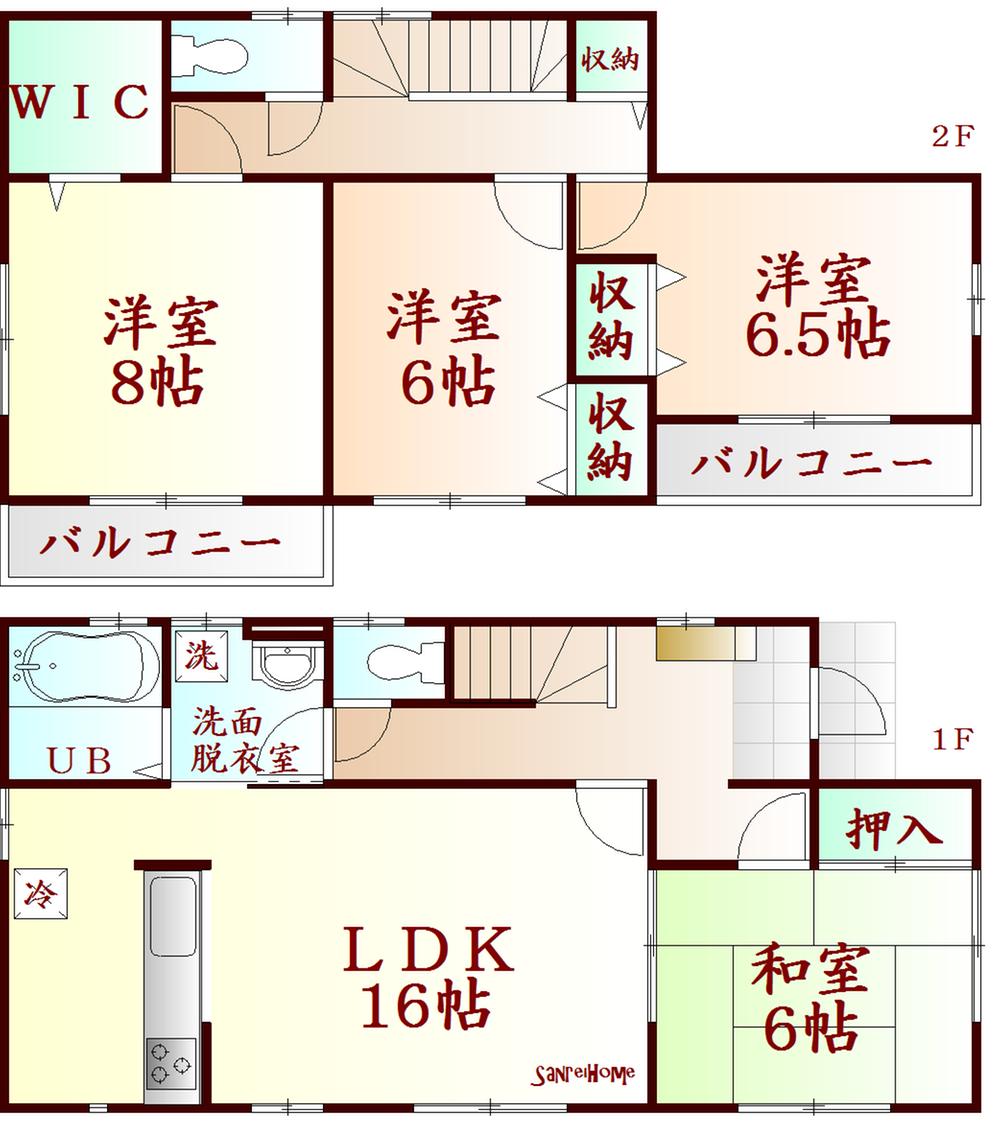 Floor plan. (4 Building), Price 25,300,000 yen, 4LDK, Land area 181.97 sq m , Building area 105.99 sq m