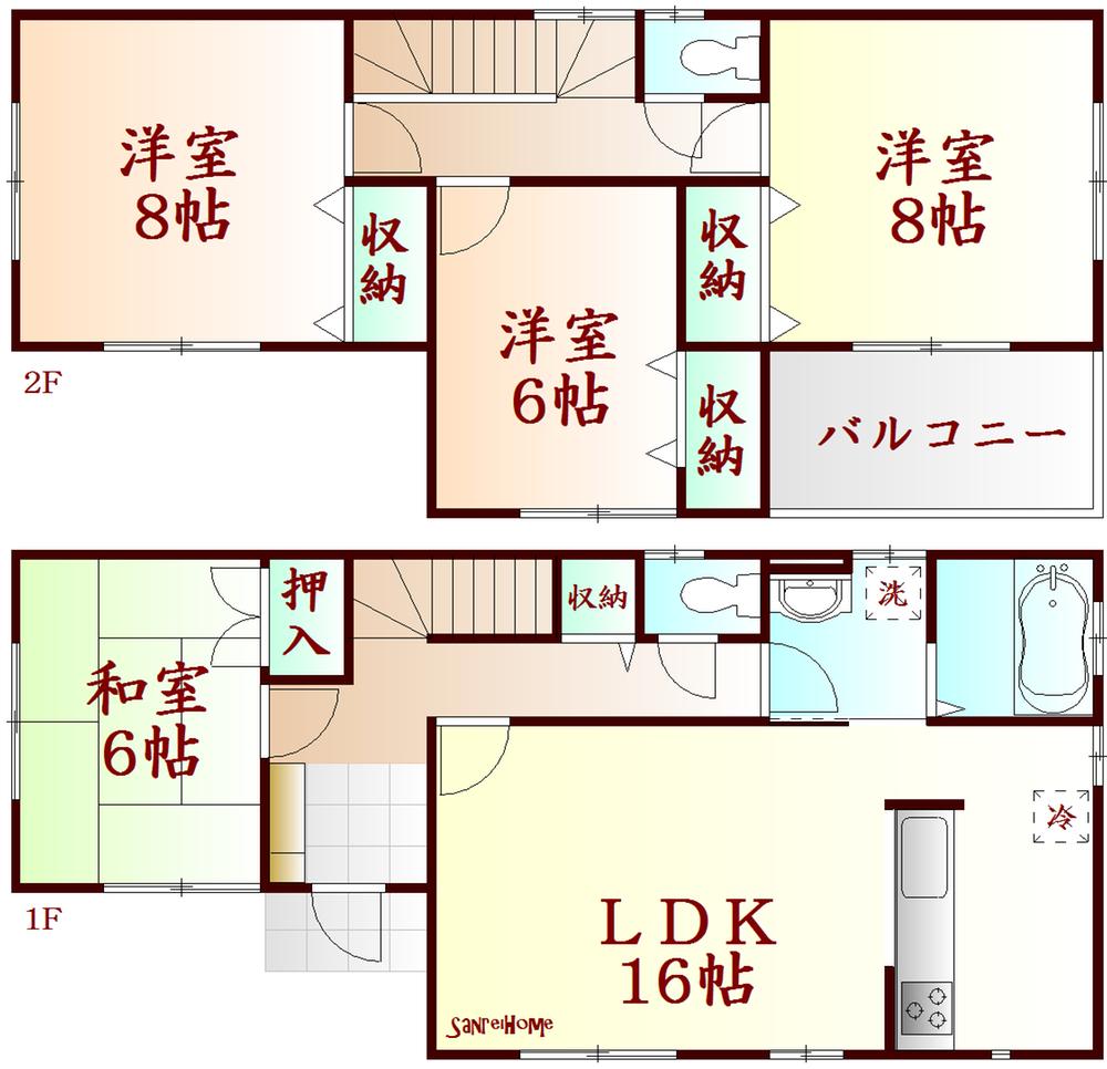 Floor plan. (16 Building), Price 26,300,000 yen, 4LDK, Land area 176.9 sq m , Building area 105.99 sq m