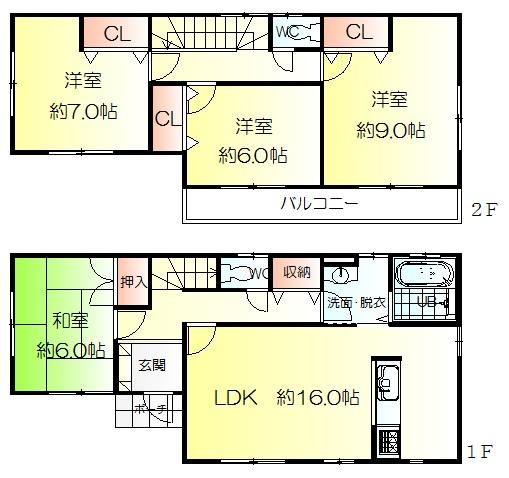 Floor plan. 26,300,000 yen, 4LDK, Land area 176.91 sq m , Building area 105.99 sq m