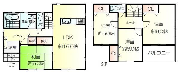 Floor plan. 26,300,000 yen, 4LDK, Land area 165.9 sq m , Building area 105.98 sq m