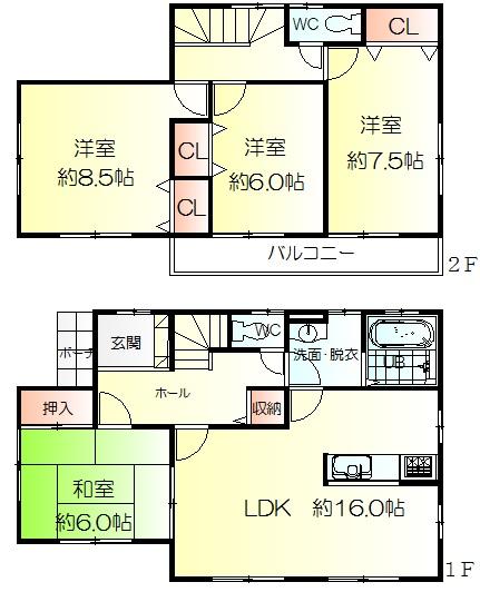 Floor plan. 25,800,000 yen, 4LDK, Land area 165.76 sq m , Building area 105.15 sq m