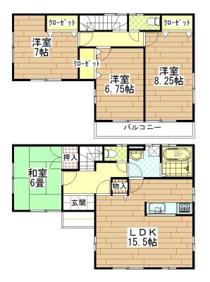Floor plan. 26.5 million yen, 4LDK, Land area 164.88 sq m , Building area 102.67 sq m