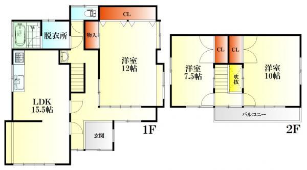 Floor plan. 11.8 million yen, 3LDK, Land area 172.04 sq m , Building area 117.67 sq m