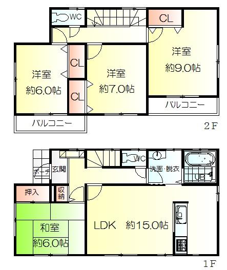 Floor plan. 25,500,000 yen, 4LDK, Land area 165.92 sq m , Building area 104.33 sq m