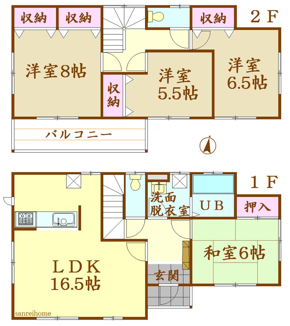 Floor plan. (Building 2), Price 22,800,000 yen, 4LDK, Land area 203.63 sq m , Building area 103.5 sq m