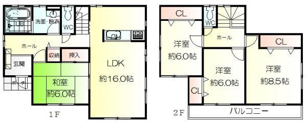 Floor plan. 26,300,000 yen, 4LDK, Land area 165.81 sq m , Building area 105.98 sq m