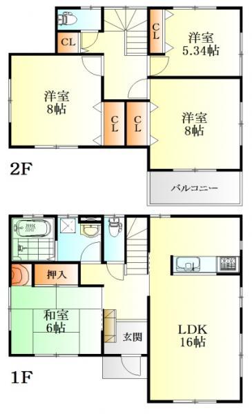 Floor plan. 26,300,000 yen, 4LDK, Land area 168.93 sq m , Building area 105.99 sq m