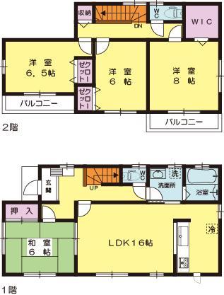 Floor plan. (4 Building), Price 23.8 million yen, 4LDK, Land area 197.44 sq m , Building area 105.99 sq m