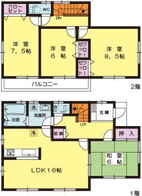 Floor plan. (1 Building), Price 23.8 million yen, 4LDK, Land area 203.97 sq m , Building area 105.15 sq m