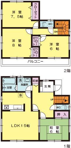 Floor plan. (Building 2), Price 25,800,000 yen, 4LDK, Land area 248.71 sq m , Building area 105.99 sq m