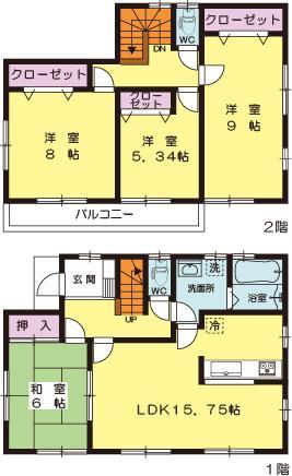 Floor plan. (14 Building), Price 25,800,000 yen, 4LDK, Land area 165.79 sq m , Building area 105.99 sq m