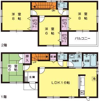 Floor plan. (16 Building), Price 26,300,000 yen, 4LDK, Land area 178.54 sq m , Building area 105.99 sq m