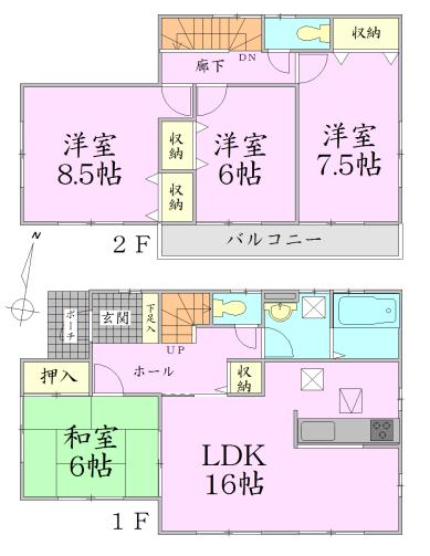 Floor plan. 22,400,000 yen, 4LDK, Land area 172.27 sq m , Building area 105.15 sq m