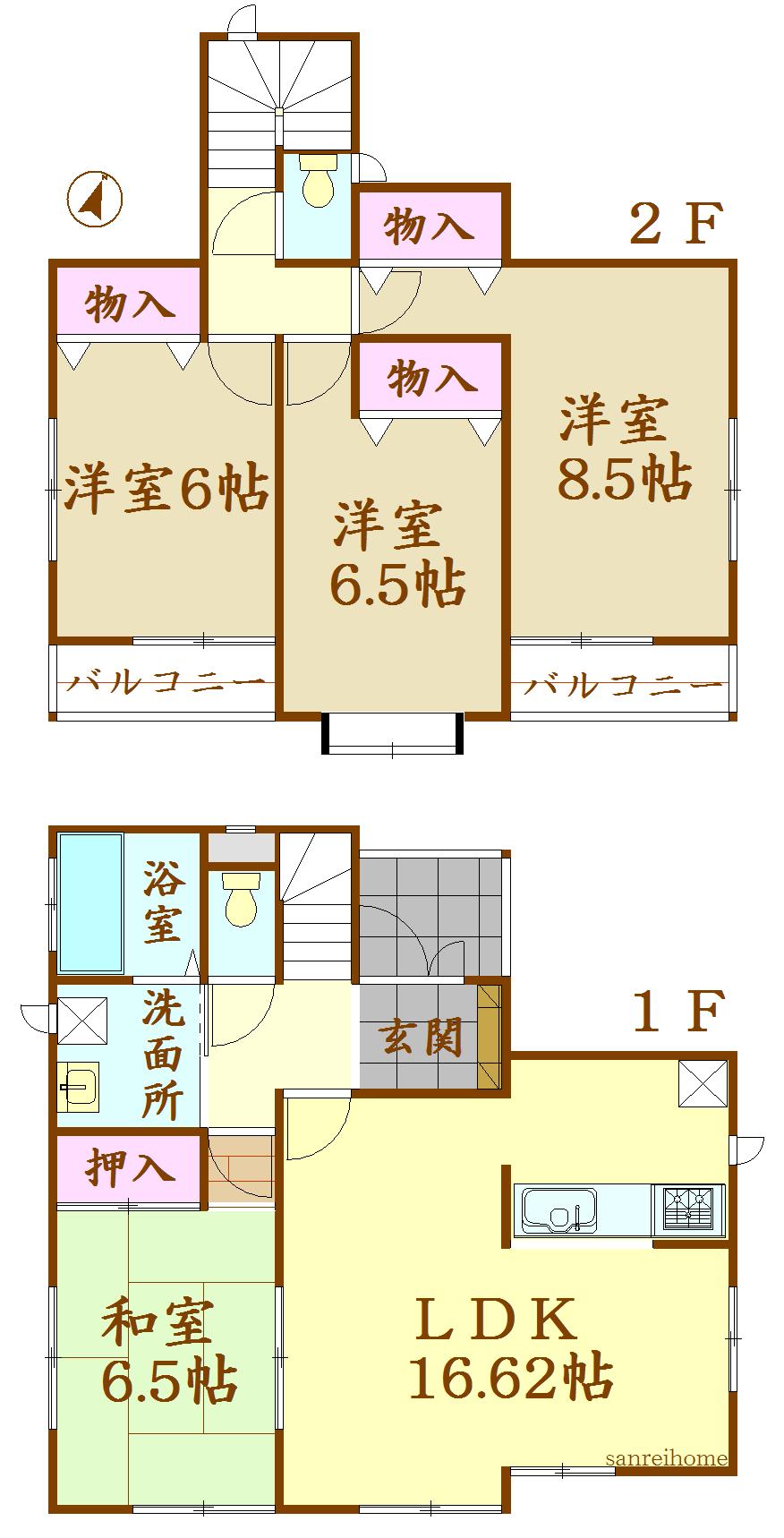 Floor plan. 24,800,000 yen, 4LDK, Land area 129.11 sq m , Building area 101.64 sq m