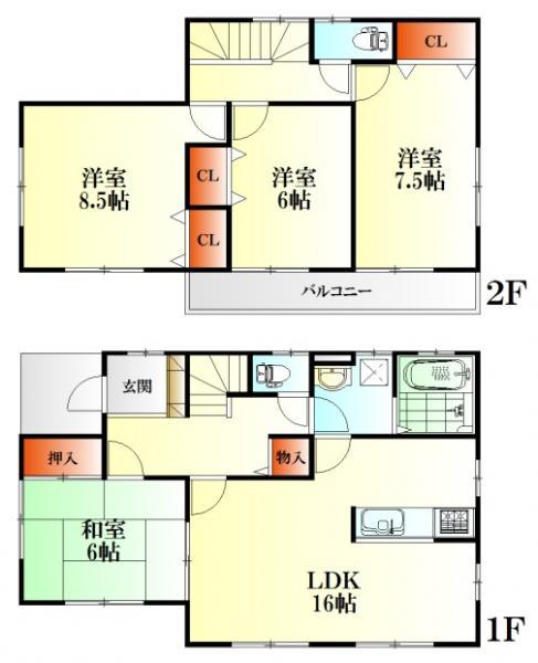 Floor plan. 25,800,000 yen, 4LDK, Land area 165.76 sq m , Building area 105.15 sq m