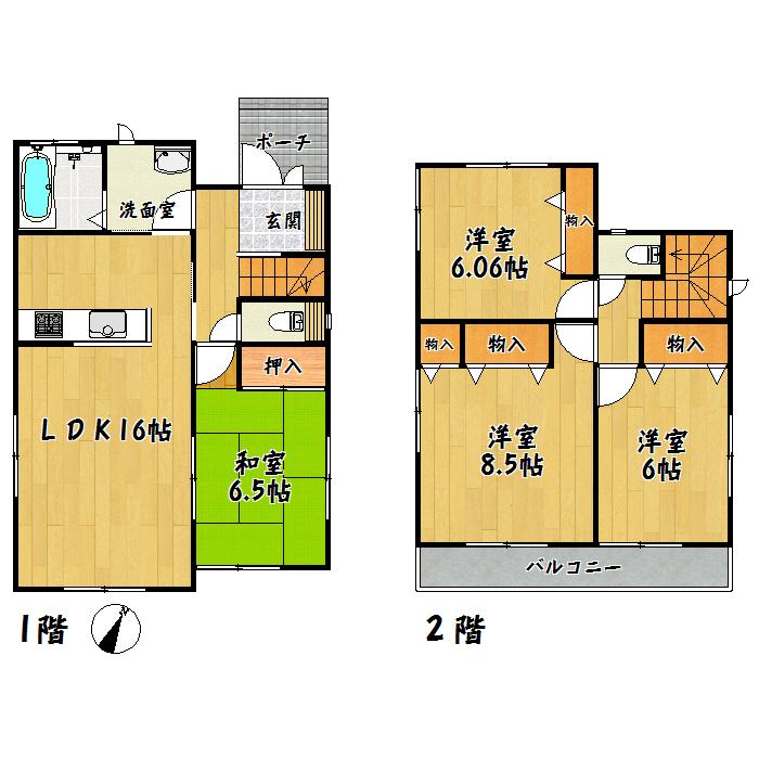 Floor plan. 22,800,000 yen, 4LDK, Land area 135.79 sq m , Building area 99.78 sq m Rifu center 2-chome Building 3