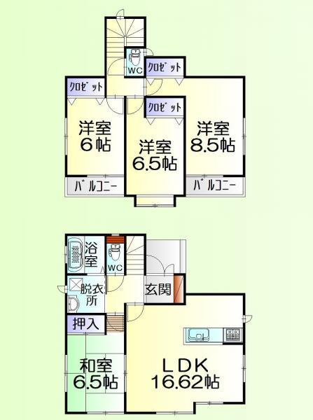 Floor plan. 24,800,000 yen, 4LDK, Land area 129.11 sq m , Building area 101.64 sq m