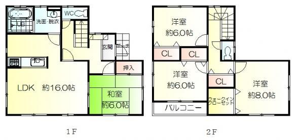 Floor plan. 24,800,000 yen, 4LDK, Land area 179.2 sq m , Building area 105.99 sq m