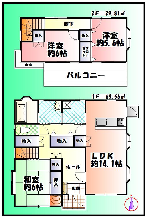 Floor plan. 21.5 million yen, 3LDK, Land area 224.2 sq m , Building area 99.37 sq m
