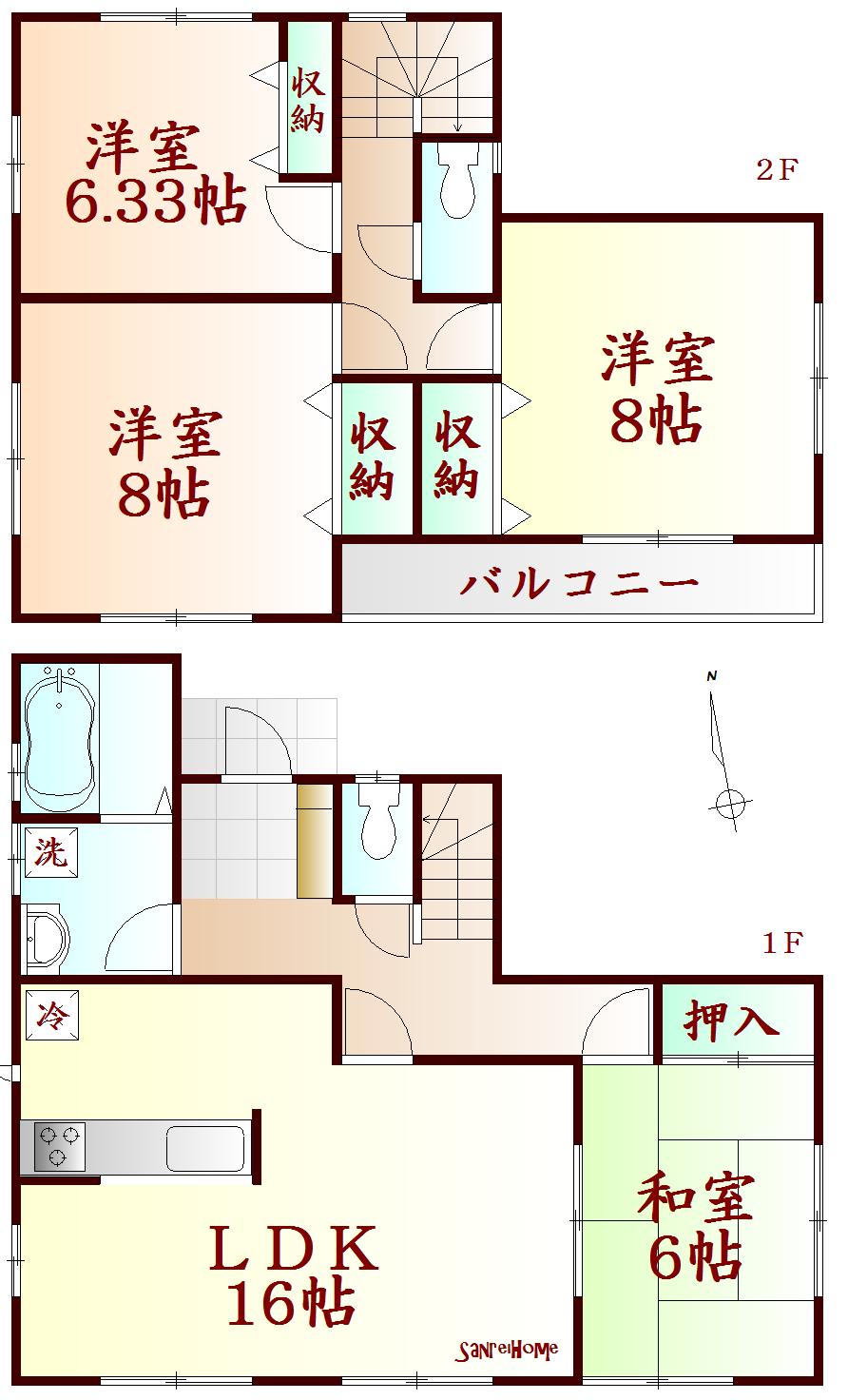 Floor plan. (1 Building), Price 20.8 million yen, 4LDK, Land area 233.55 sq m , Building area 105.16 sq m