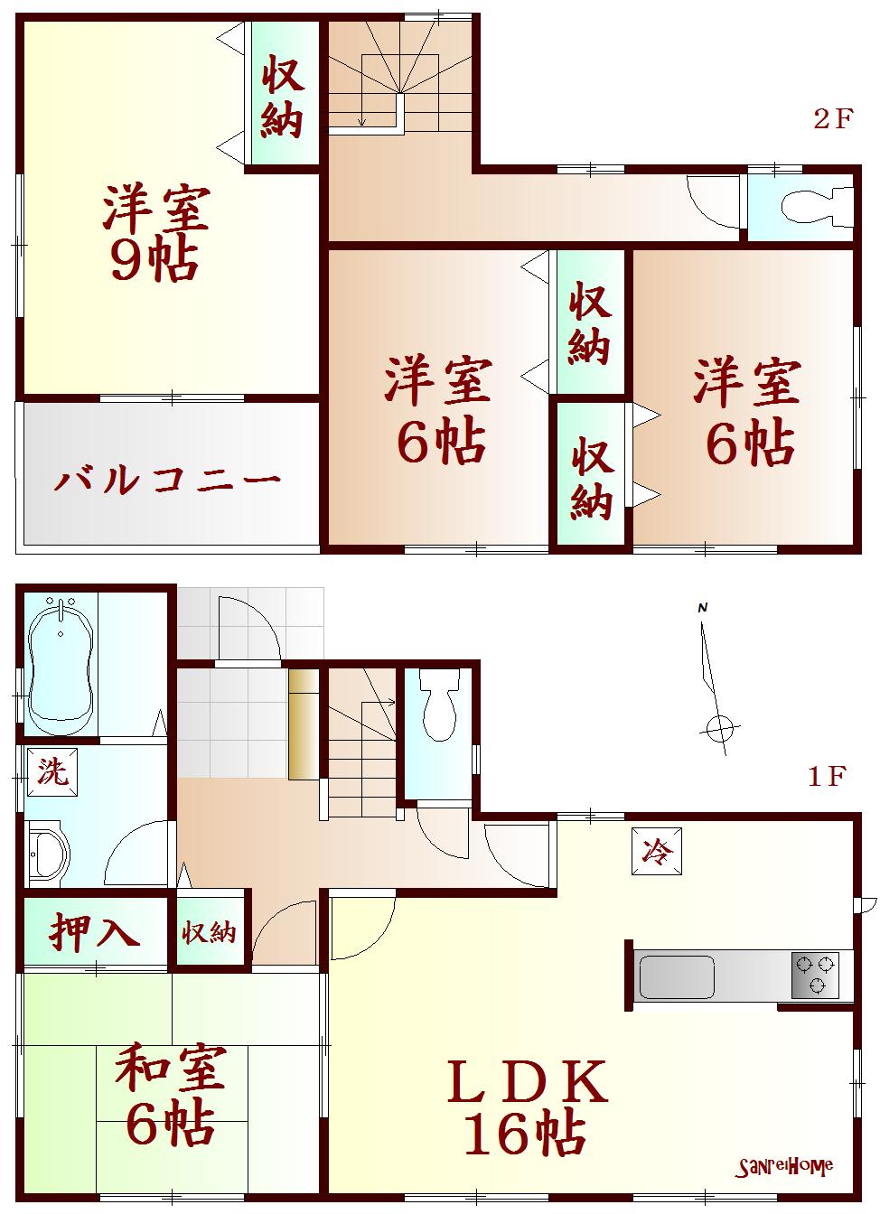 Floor plan. (Building 2), Price 20.8 million yen, 4LDK, Land area 232.05 sq m , Building area 105.98 sq m