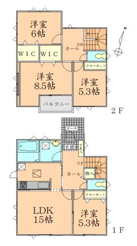 Floor plan. 29.5 million yen, 4LDK + S (storeroom), Land area 189.63 sq m , Building area 102.67 sq m