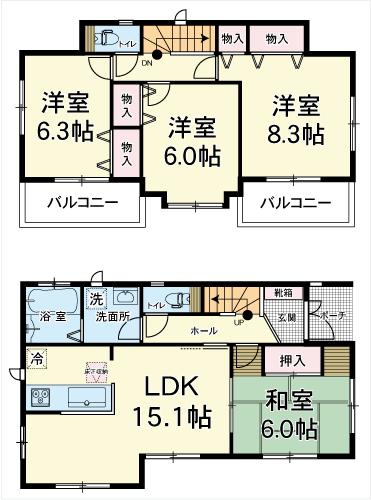 Floor plan. (D Building), Price 27,800,000 yen, 4LDK, Land area 164.1 sq m , Building area 99.47 sq m