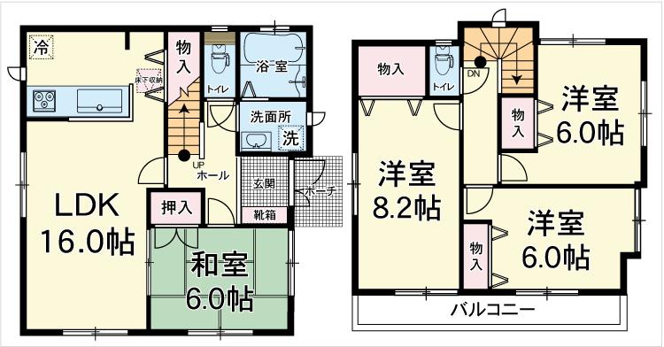 Floor plan. (F Building), Price 29,800,000 yen, 4LDK, Land area 129.02 sq m , Building area 100.19 sq m
