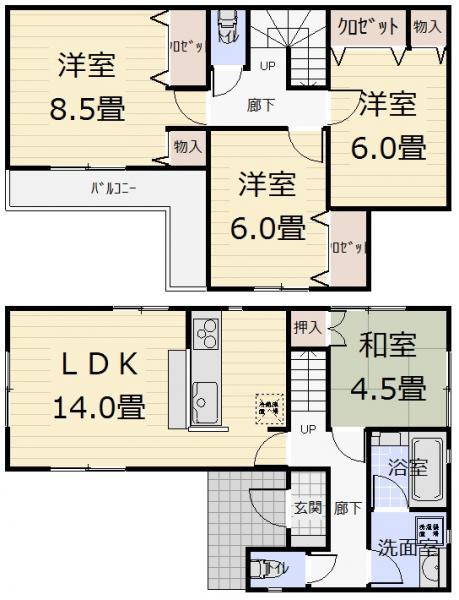 Floor plan. 14.8 million yen, 4LDK, Land area 229.67 sq m , Building area 93.15 sq m
