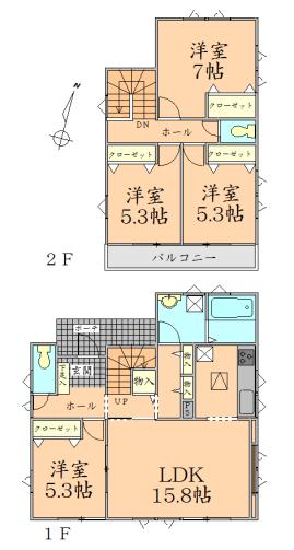 Floor plan. 29.5 million yen, 4LDK, Land area 195.17 sq m , Building area 99.36 sq m