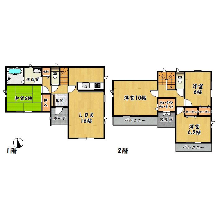 Floor plan. 27,800,000 yen, 4LDK + S (storeroom), Land area 143.19 sq m , Building area 105.16 sq m Natori Hakozuka (Building 1)