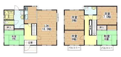 Floor plan. 23,300,000 yen, 5LDK, Land area 201.14 sq m , Building area 123.26 sq m