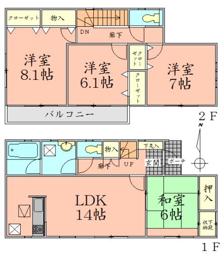 Floor plan. 19,800,000 yen, 4LDK, Land area 297.97 sq m , Building area 96.79 sq m