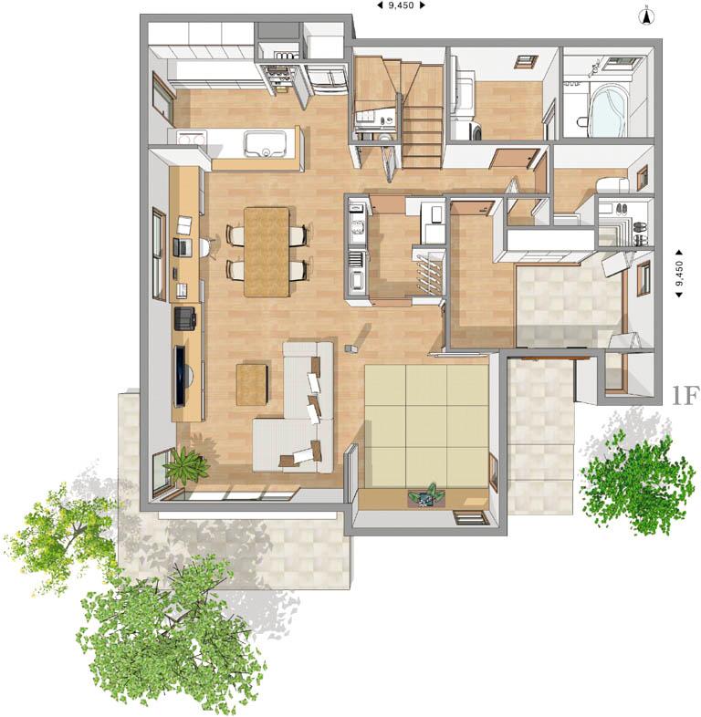 Compartment view + building plan example. Kasatofamio plan image view