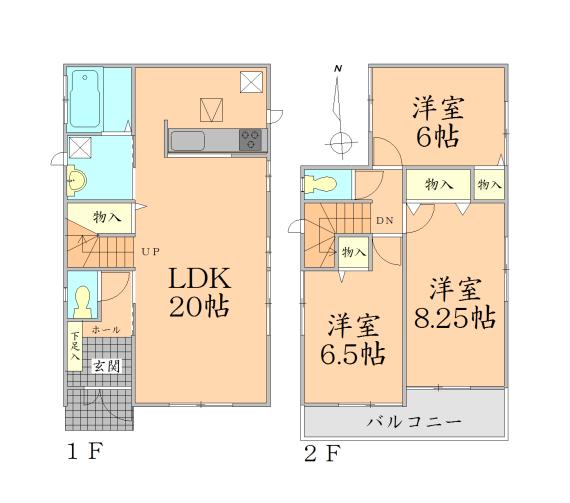Floor plan. 26.5 million yen, 3LDK, Land area 102.61 sq m , Building area 92.32 sq m