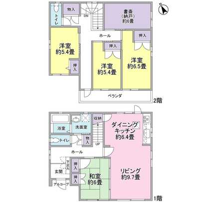 Floor plan. Attic storage (about 4 tatami mats) ・ With study (about 6-mat)!  All-electric housing! 