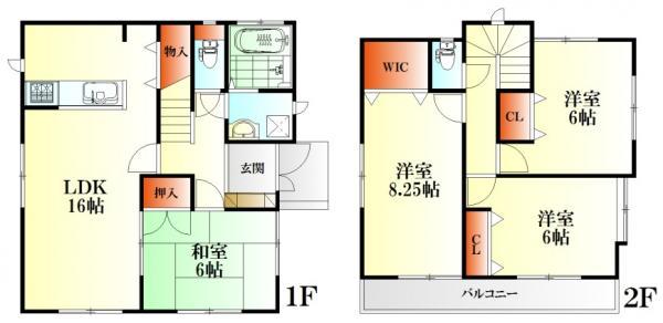 Floor plan. 29,800,000 yen, 4LDK, Land area 129.02 sq m , Building area 100.19 sq m
