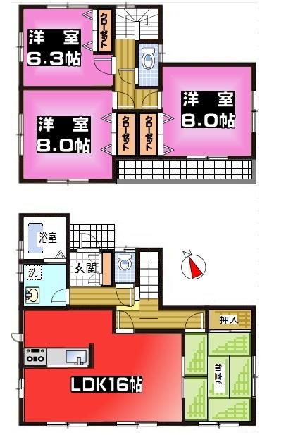 Floor plan. (1 Building), Price 20.8 million yen, 4LDK, Land area 233.55 sq m , Building area 105.16 sq m
