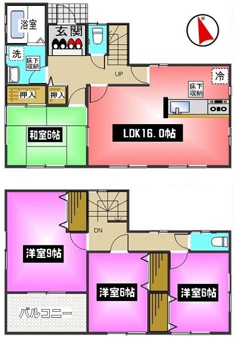 Floor plan. (Building 2), Price 20.8 million yen, 4LDK, Land area 232.05 sq m , Building area 105.98 sq m