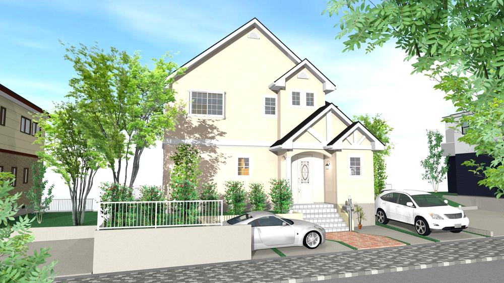 Rendering (appearance). ■ 2-14-2 ■ (Ltd.) West Japan Real Estate ■ A house with a lot of the entrance housing and living stairs to the stylish appearance