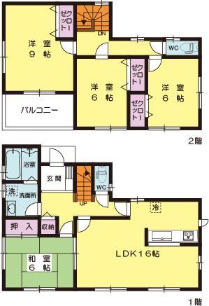 Floor plan. (Building 2), Price 20.8 million yen, 4LDK, Land area 232.05 sq m , Building area 105.98 sq m