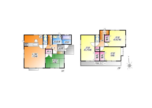 Floor plan. (E Building), Price 26,800,000 yen, 4LDK, Land area 138.48 sq m , Building area 97.08 sq m