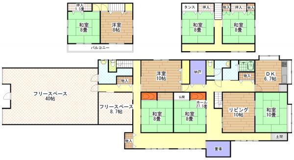 Floor plan. 14.8 million yen, 8DK+3S, Land area 452.68 sq m , Building area 340.1 sq m